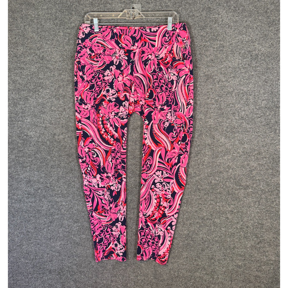 Lilly Pulitzer Luxletic Pants Womens 10 Pink Paisley Floral Stretch Leggings - Picture 1 of 9